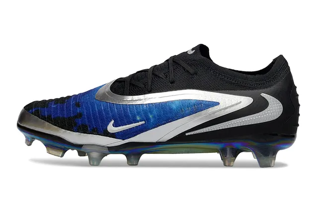 Nike Phantom GT Black Blue Low-Cut Knit Collar Asymmetric Lacing Firm-Ground Soccer Shoes 4