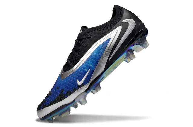 Nike Phantom GT Black Blue Low-Cut Knit Collar Asymmetric Lacing Firm-Ground Soccer Shoes 6