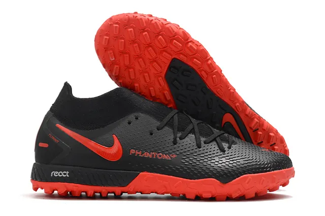 Nike Phantom GT Preto Dourado Colar Ajuste de Meia Faixa Metálica Gramado Sapatos de Futebol 2