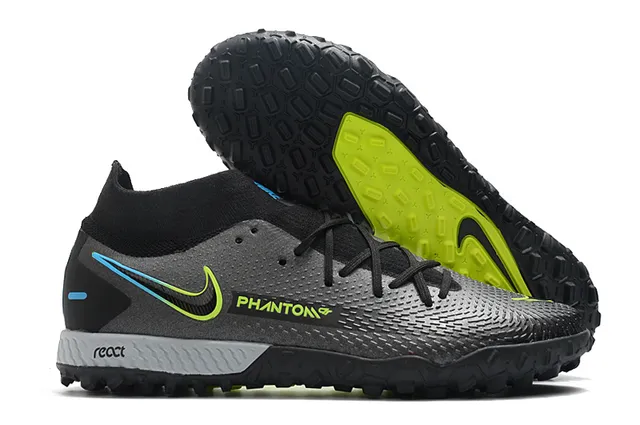 Nike Phantom GT Preto Dourado Colar Ajuste de Meia Faixa Metálica Gramado Sapatos de Futebol 7