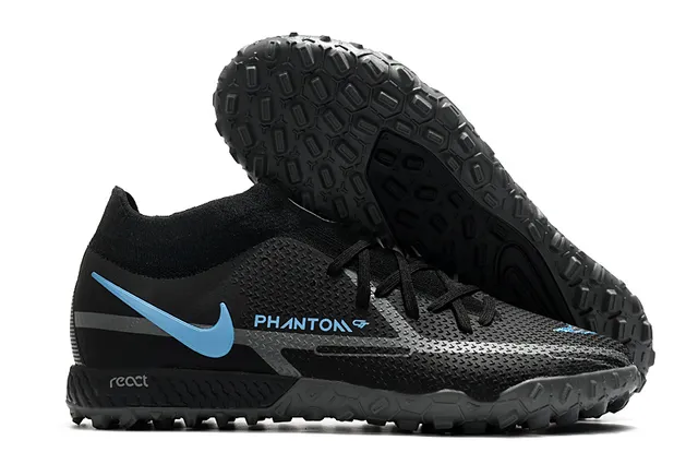 Nike Phantom GT Preto Dourado Colar Ajuste de Meia Faixa Metálica Gramado Sapatos de Futebol 11