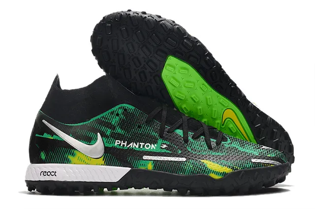 Nike Phantom GT Preto Dourado Colar Ajuste de Meia Faixa Metálica Gramado Sapatos de Futebol 14