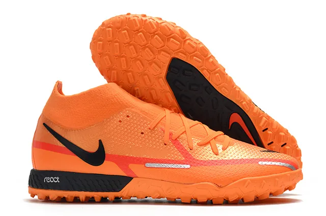 Nike Phantom GT Preto Dourado Colar Ajuste de Meia Faixa Metálica Gramado Sapatos de Futebol 16