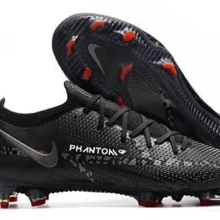 Nike Phantom GT 黑色红色针织鞋面 低帮靴领 钉地足球鞋