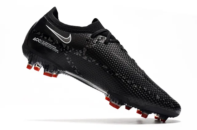 Nike Phantom GT কালো লাল নিট আপার লো-কাট বুটি কলার ফার্ম-গ্রাউন্ড সকার শোজ 17