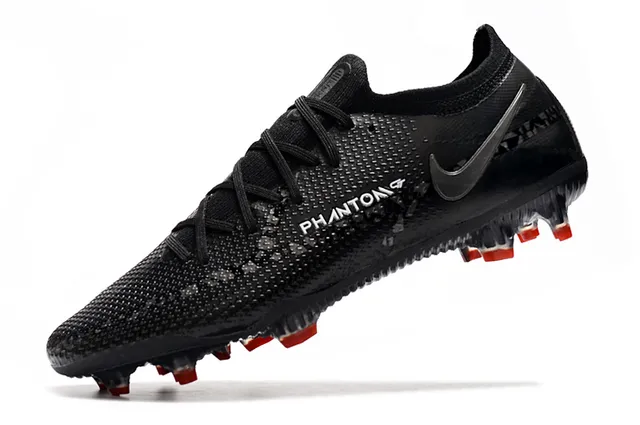 Nike Phantom GT কালো লাল নিট আপার লো-কাট বুটি কলার ফার্ম-গ্রাউন্ড সকার শোজ 18