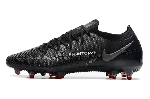 Nike Phantom GT কালো লাল নিট আপার লো-কাট বুটি কলার ফার্ম-গ্রাউন্ড সকার শোজ 19