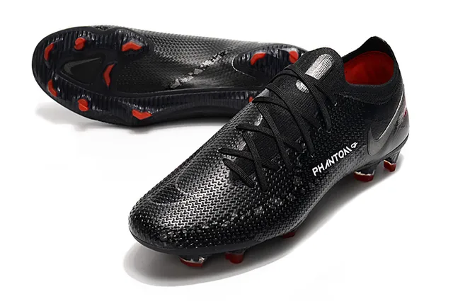 Nike Phantom GT কালো লাল নিট আপার লো-কাট বুটি কলার ফার্ম-গ্রাউন্ড সকার শোজ 20