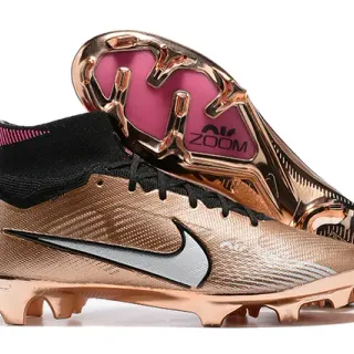 Nike Phantom GT Gold Black Metallic Synthetic Upper High-Cut Knit Collar Firm-Ground Soccer Shoes