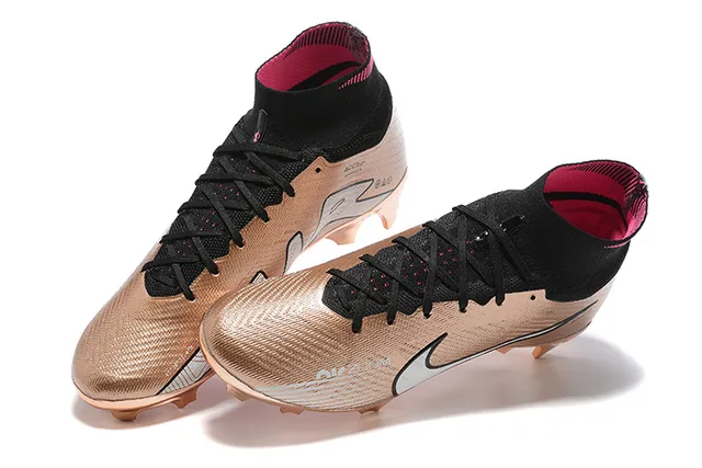 Nike Phantom GT Gold Black Metallic Synthetic Upper High-Cut Knit Collar Firm-Ground Soccer Shoes 2
