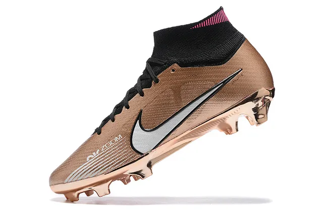 Nike Phantom GT Gold Black Metallic Synthetic Upper High-Cut Knit Collar Firm-Ground Soccer Shoes 4