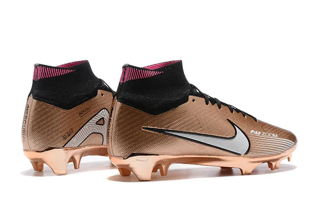 Nike Phantom GT Gold Black Metallic Synthetic Upper High-Cut Knit Collar Firm-Ground Soccer Shoes 5