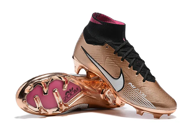 Nike Phantom GT Gold Black Metallic Synthetic Upper High-Cut Knit Collar Firm-Ground Soccer Shoes 6