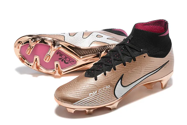 Nike Phantom GT Gold Black Metallic Synthetic Upper High-Cut Knit Collar Firm-Ground Soccer Shoes 7