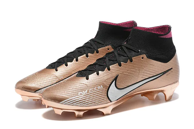 Nike Phantom GT Gold Black Metallic Synthetic Upper High-Cut Knit Collar Firm-Ground Soccer Shoes 8