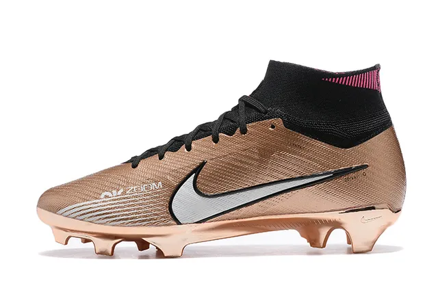 Nike Phantom GT Gold Black Metallic Synthetic Upper High-Cut Knit Collar Firm-Ground Soccer Shoes 10