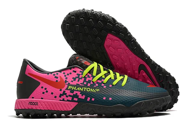Nike Phantom GT Verde Azul Sapatos de Futebol para Relva de Corte Baixo com Colar de Ajuste a Meia, Parte Superior Sintética Texturizada 8