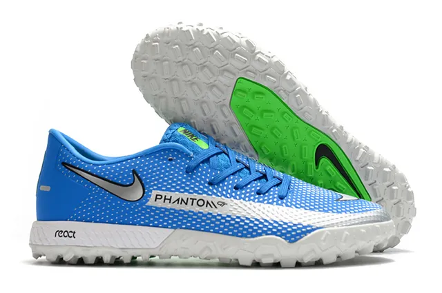 Nike Phantom GT Verde Azul Sapatos de Futebol para Relva de Corte Baixo com Colar de Ajuste a Meia, Parte Superior Sintética Texturizada 10