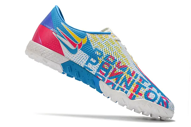 Nike Phantom GT Verde Azul Sapatos de Futebol para Relva de Corte Baixo com Colar de Ajuste a Meia, Parte Superior Sintética Texturizada 14