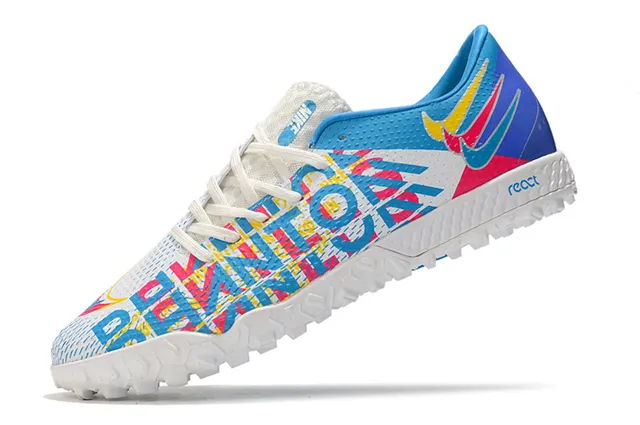 Nike Phantom GT Verde Azul Sapatos de Futebol para Relva de Corte Baixo com Colar de Ajuste a Meia, Parte Superior Sintética Texturizada 15