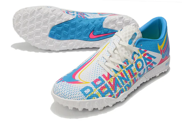 Nike Phantom GT Verde Azul Sapatos de Futebol para Relva de Corte Baixo com Colar de Ajuste a Meia, Parte Superior Sintética Texturizada 17
