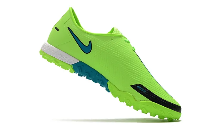 Nike Phantom GT Verde Azul Sapatos de Futebol para Relva de Corte Baixo com Colar de Ajuste a Meia, Parte Superior Sintética Texturizada 20