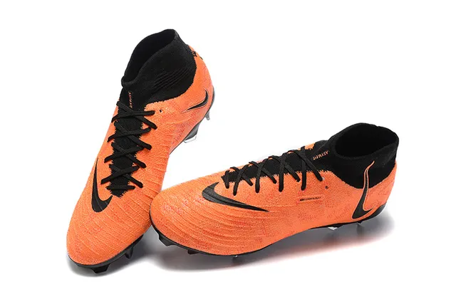 Nike Phantom GT Orange Black High-Cut Sock-Fit Collar Firm-Ground Soccer Shoes 2