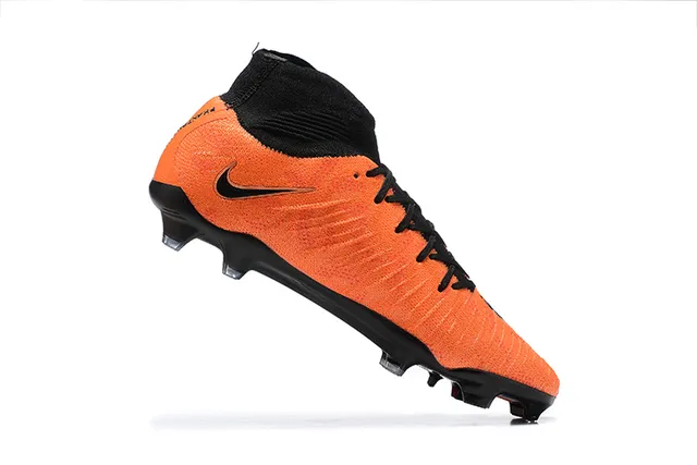 Nike Phantom GT Orange Black High-Cut Sock-Fit Collar Firm-Ground Soccer Shoes 3