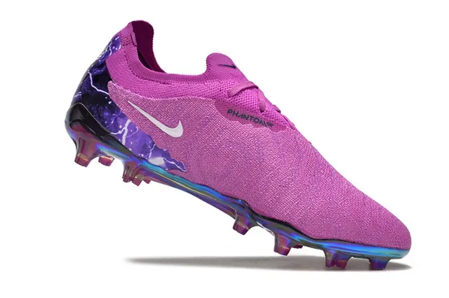 Nike Phantom GT Pink Purple Knit Upper Iridescent TPU Heel Cage Firm-Ground Soccer Shoes 2