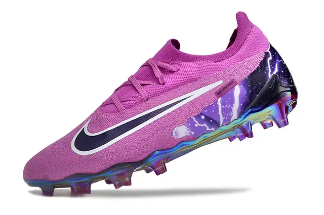 Nike Phantom GT Pink Purple Knit Upper Iridescent TPU Heel Cage Firm-Ground Soccer Shoes 3