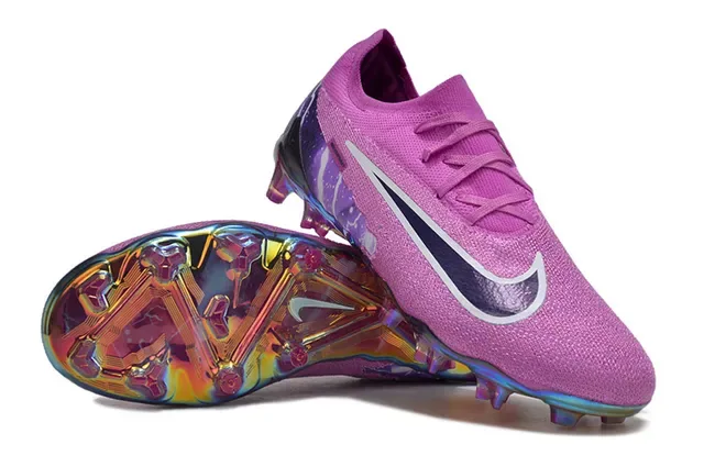Nike Phantom GT Pink Purple Knit Upper Iridescent TPU Heel Cage Firm-Ground Soccer Shoes 4