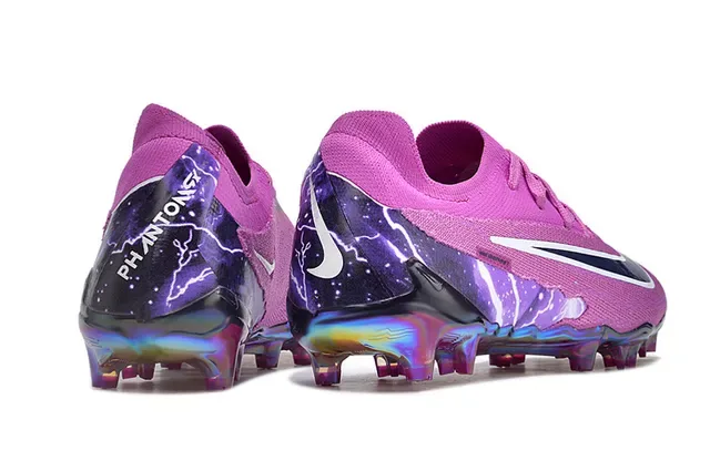 Nike Phantom GT Pink Purple Knit Upper Iridescent TPU Heel Cage Firm-Ground Soccer Shoes 5