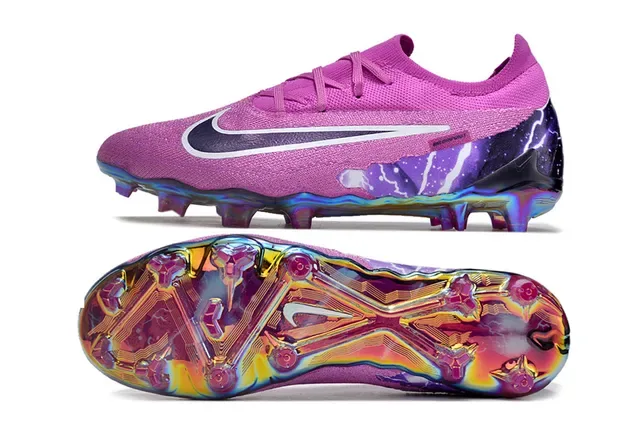 Nike Phantom GT Pink Purple Knit Upper Iridescent TPU Heel Cage Firm-Ground Soccer Shoes 6