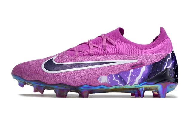 Nike Phantom GT Pink Purple Knit Upper Iridescent TPU Heel Cage Firm-Ground Soccer Shoes 7