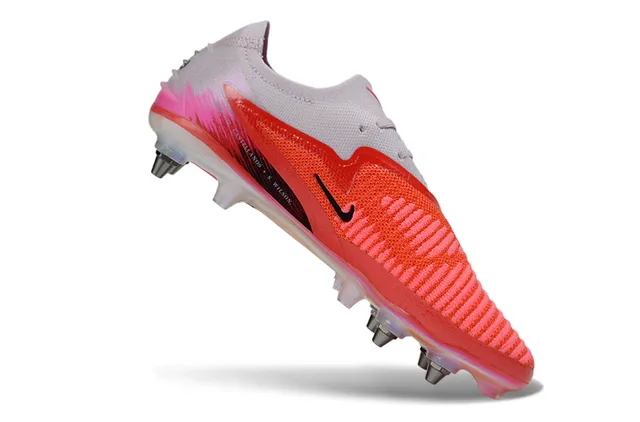 Nike Phantom GT Red White Low-Cut Knit Upper Iridescent Heel Overlay Firm-Ground Soccer Shoes 2