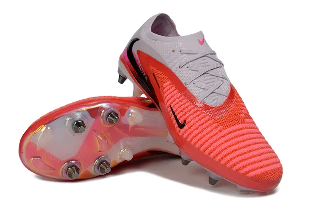 Nike Phantom GT Red White Low-Cut Knit Upper Iridescent Heel Overlay Firm-Ground Soccer Shoes 4