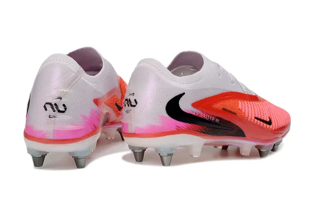 Nike Phantom GT Red White Low-Cut Knit Upper Iridescent Heel Overlay Firm-Ground Soccer Shoes 5