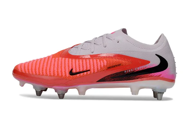 Nike Phantom GT Red White Low-Cut Knit Upper Iridescent Heel Overlay Firm-Ground Soccer Shoes 7