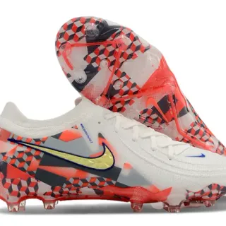 Nike Phantom GT সাদা বহুরঙ বুনন উপর চেকারবোর্ড প্রিন্ট ফার্ম গ্রাউন্ড ফুটবল জুতা