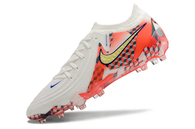 Nike Phantom GT White Multicolor Knit Upper Checkerboard Print Firm-Ground Soccer Shoes 3