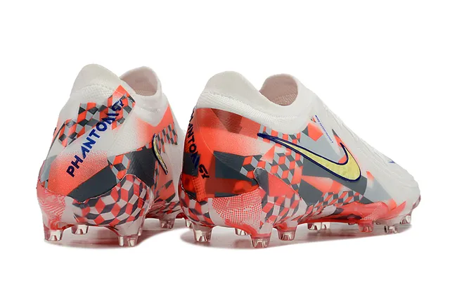 Nike Phantom GT White Multicolor Knit Upper Checkerboard Print Firm-Ground Soccer Shoes 5