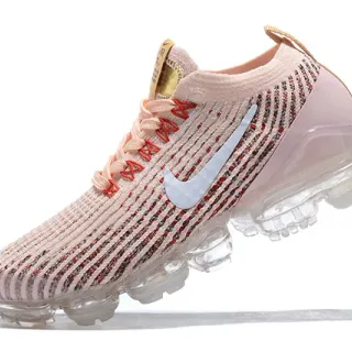 Nike Pink Beige Flyknit Upper Full-Length Visible Air Sole Lifestyle Sneakers