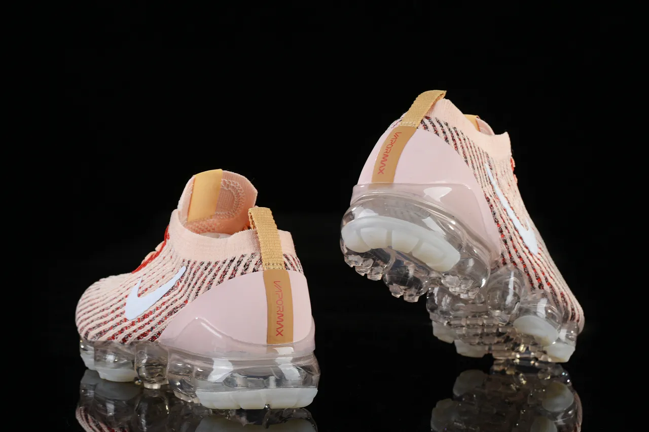 Nike Pink Beige Flyknit Upper Full-Length Visible Air Sole Lifestyle Sneakers 2