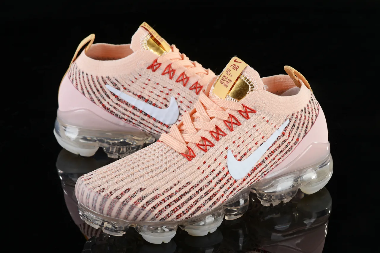 Nike Pink Beige Flyknit Upper Full-Length Visible Air Sole Lifestyle Sneakers 5