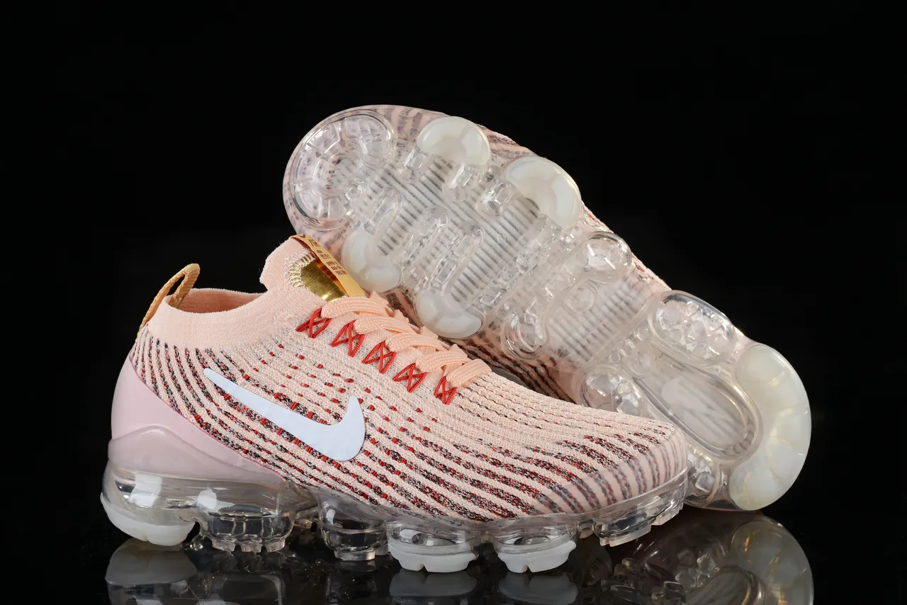 Nike Pink Beige Flyknit Upper Full-Length Visible Air Sole Lifestyle Sneakers 6