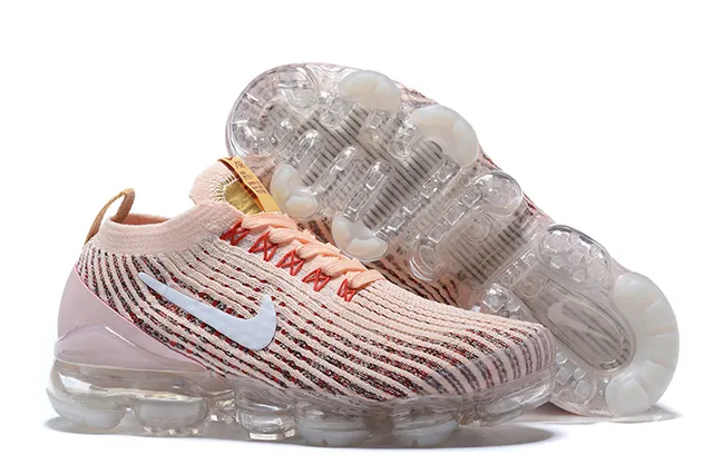 Nike Pink Beige Flyknit Upper Full-Length Visible Air Sole Lifestyle Sneakers 9
