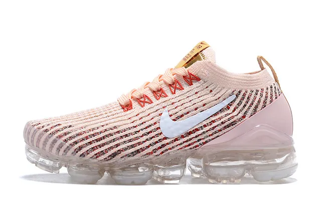 Nike Pink Beige Flyknit Upper Full-Length Visible Air Sole Lifestyle Sneakers 11