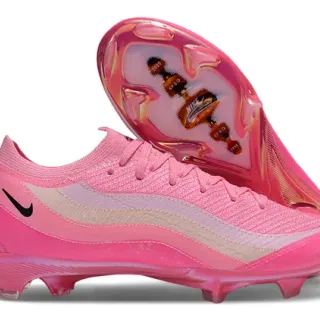 Nike Pink Beige Knit Upper Wave Stripe Overlay Firm-Ground Soccer Shoes