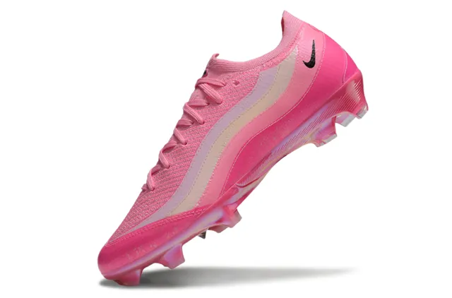 Nike Pink Beige Knit Upper Wave Stripe Overlay Firm-Ground Soccer Shoes 3