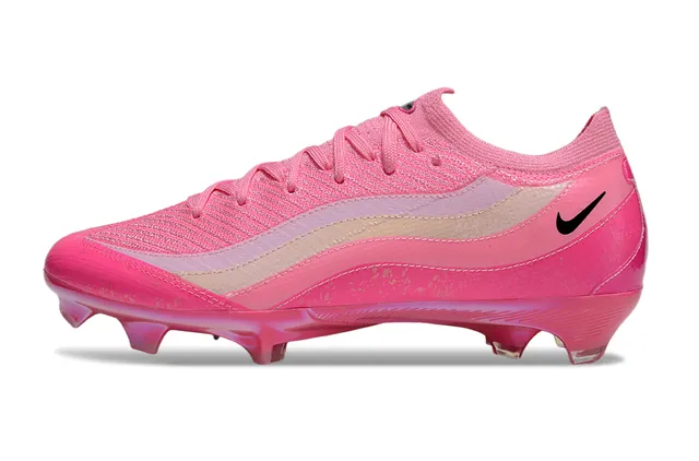 Nike Pink Beige Knit Upper Wave Stripe Overlay Firm-Ground Soccer Shoes 7